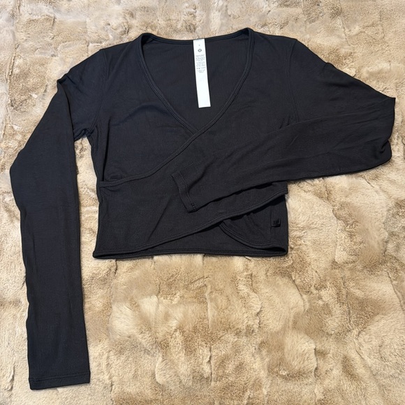 Wrap-Front Ribbed Long Sleeve Top - Picture 6 of 9